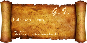 Gubicza Irma névjegykártya